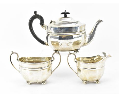 A George V silver three-piece tea set by S Blanckensee &amp; Son Ltd, Chester 1929 and 1930, comprising a teapot, milk jug an