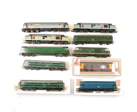 OO gauge model railway diesel locomotives, ten including Lima ref 205245A1 class 26 Railfreight' 26004, boxed; and other loos
