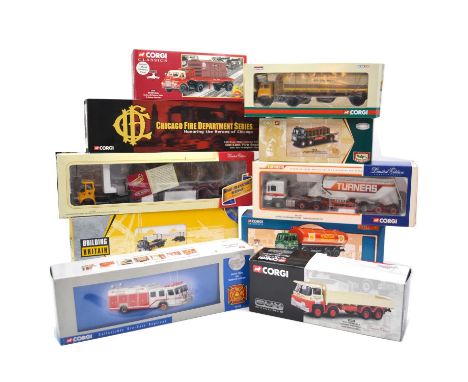Corgi Models, ten including ref 29104 Guy Invincible 8 wheel platform lorry; 52206 E-One Rescue; 29401 Guy Invincible 'Dawson