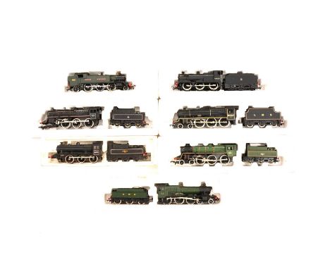 Airfix and Mainline OO gauge model railway locomotives, six including Mainline 4-6-0 BR 75001; Airfix BR 0-6-0 44454; and oth