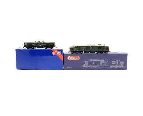 OO gauge model railway diesel locomotives, two including Vitrains Models ref 2016 Class 37411; Heljan ref 17001 D8568 BR gree