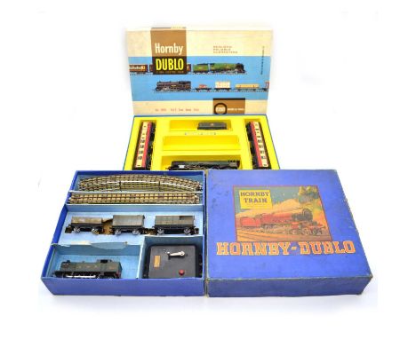 Hornby Dublo OO gauge model railway sets, two including EDG7 tank goods train, with 0-6-2 GWR 6699 locomotive, three wagons, 