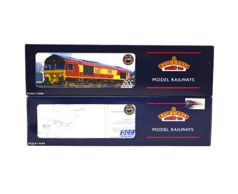 Bachmann OO gauge model railway diesel locomotives, two including ref 32-750DC class 57/0 57010 'Freightliner Crusader', DCC 