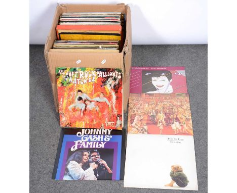 LP vinyl music records, approximately 74 mostly pop, country, easy-listening, including The Rolling Stones; Duran Duran; Tear