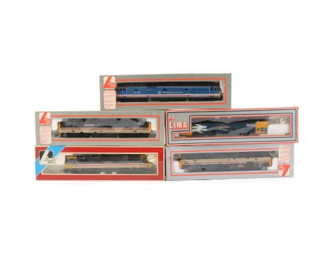 Lima OO gauge model railway diesel locomotives, five including ref 205290A1 class 37 'Mary Queen of Scots' 37401; 205298A3 cl