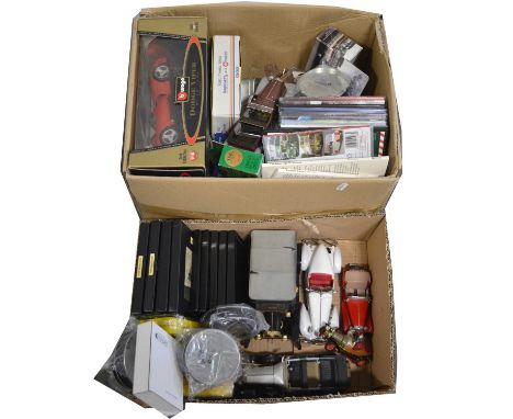 Modern die-cast models and vehicles; two boxes including examples by Franklin Mint; Corgi; Burago and others, some boxed; alo