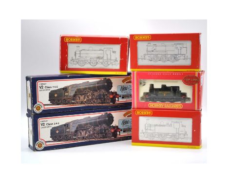Bachmann and Hornby OO gauge model railway locomotives, six including 31-551 V2 60800 BR; 31-553A VR2 BR 60807; R2186A GNR 0-