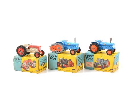 Corgi Toys die-cast model tractors, three including 54 Fordson 'Power Major' with roadless half-tracks; 55 Fordson 'Power Maj