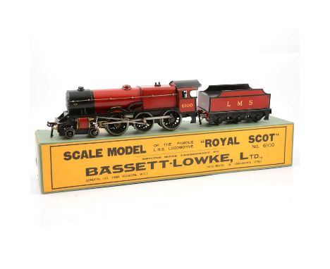 Bassett-Lowke O gauge model railway locomotive LMS 2-6-0 'Royal Scot' no.6100, with tender, original paint, with key and oil 