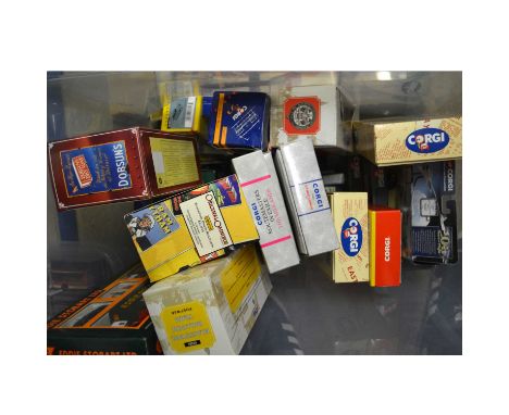 Modern Corgi die-cast models; twenty-three mostly buses and coaches including OM43504 Blackpool Brush Railcoach; The Midland 
