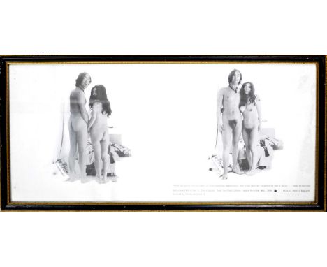 Beatles interest - framed photographic print from John Lennon and Yoko Ono's LP vinyl album 'Two Virgins', printed by Technin