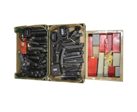 Twin Twix Railways OO gauge model railway track and station accessories, three trays of various types, most of the accessorie