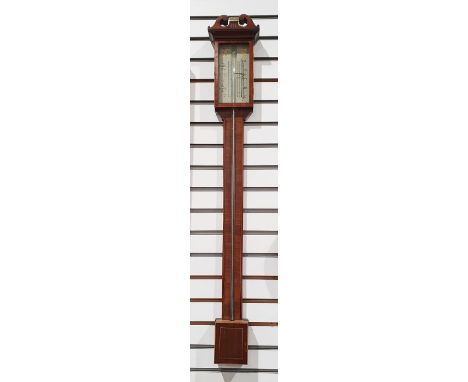 19th century mahogany stick barometer, unmarked