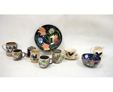 Nicholas Mosse pottery cream jug and one further, a Bridgewater teacup, saucer and cream jug, a Carltonware honeypot, three f
