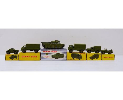 Quantity of Dinky toys diecast models to include '651 Centurion tank', 623 Army covered wagon', '641 Army 1-ton cargo truck',