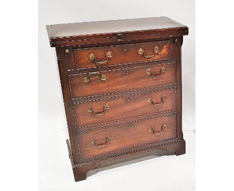 20th century stained mahogany chest of four drawers with fold-out top, on bracket feet