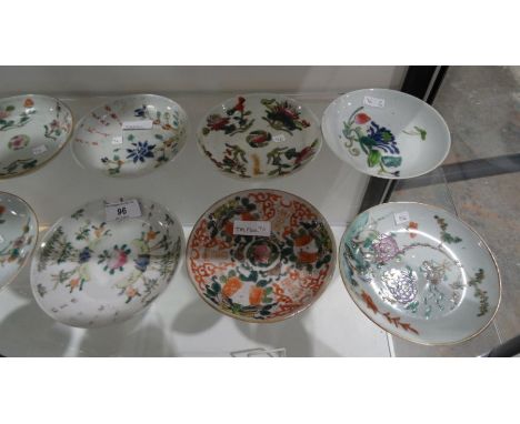Assorted 20th century Chinese plates and saucers in famille rose colours (16) 
