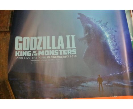 A collection of six cinema advertisement posters to include Godzilla II, AD Astra (Brad Pitt) Blinded by the Light, Wonder Wo