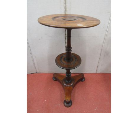 19th century occasional table, the circular top raised on a turned pillar and tricorn base 