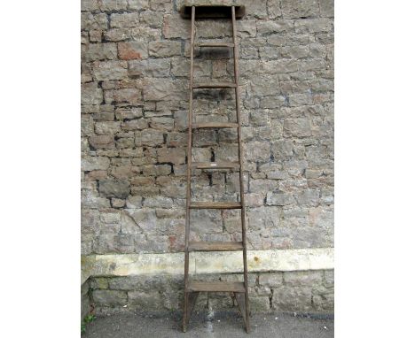 A vintage stained pine step ladder (sold for display purposes only) 