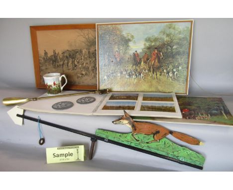 Large quantity of prints all fox hunting related after G. Wright, portrait of The Duke of Beaufort on horseback, large jigsaw