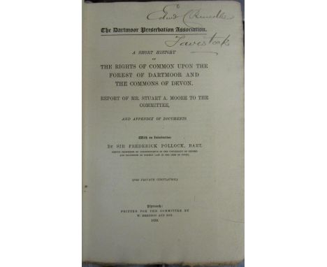 The Dartmoor Preservation Association - A short History of The Rights of Common Upon the Forest of Dartmoor and The Commons o