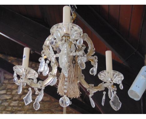 Venetian three branch glass chandelier/ceiling light together with a matching pair of single branch wall lights (a box full) 