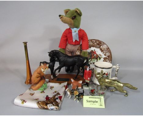 A Beswick matt glazed Connoisseur model of Black Beauty and foal, together with a Beswick model of a recumbent fox no 1017, t