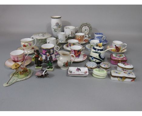 A collection of small decorative ceramics including Royal Worcester reproduction cabinet cups and saucers including Harry Dav