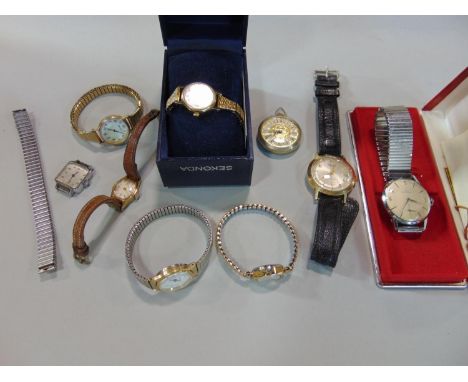 9 vintage watches to include 1960s gents Certina, gents Ingersoll, and others with a collection of cabinet items pen knives, 