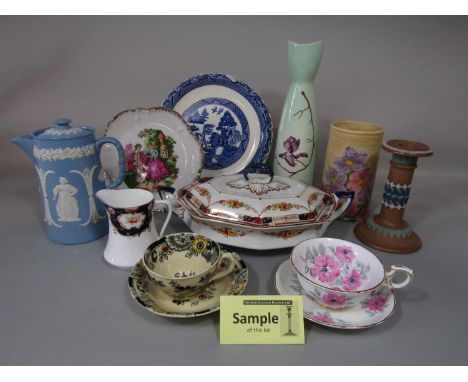 A collection of miscellaneous ceramics including Royal Albert Crown China tea wares, early 20th century Alexandra pattern din
