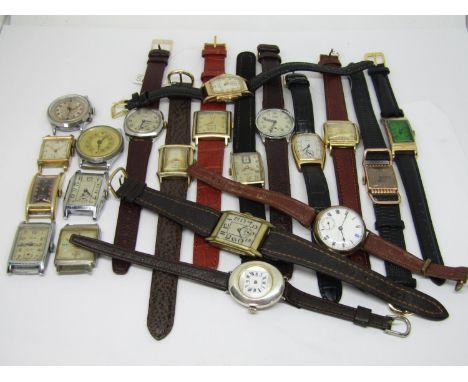 A collection of 20 vintage art deco gent's dress and wristwatches to include Hamilton, Lord Elgin, Elgin, Pierce, Rotary, etc