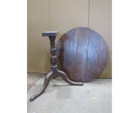 A Georgian oak snap top occasional table of circular form raised on a turned pillar and tripod, together with a Windsor elm a