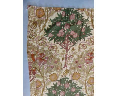 1 pair full length vintage lined curtains in Liberty 'Melbury' fabric, length 2.35m, width 3.54m per curtain with pencil plea
