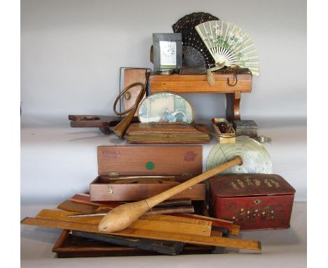 Two boxes of interesting items to comprising a brass carriage clock in carry case, a Chinese red lacquered box decorated with