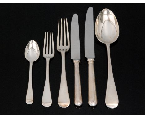 A harlequin canteen of hallmarked silver old English pattern cutlery for twelve place settings to include dinner and dessert 