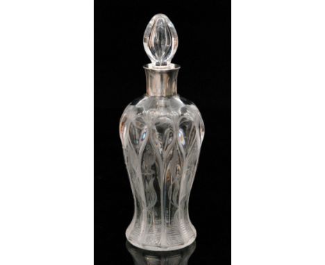 An early 20th Century Stevens & Williams clear crystal glass decanter, possibly by Frederick Carder of waisted, shouldered ov