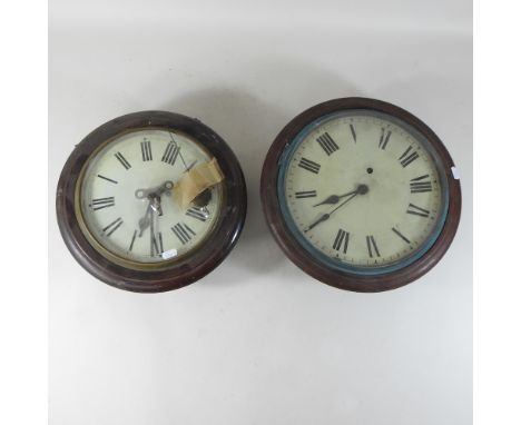 A Victorian mahogany dial clock, 39cm diameter, together with another similar