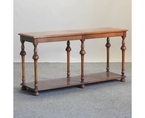A yew wood console table, 137cm