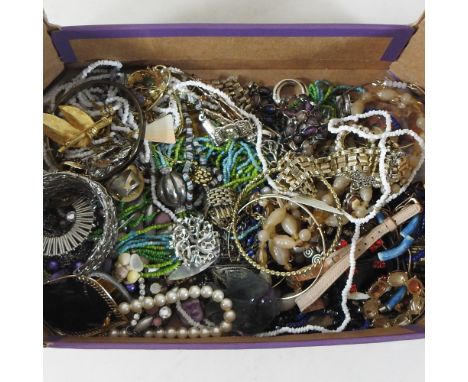 A collection of costume jewellery, to include a large wirework bangle