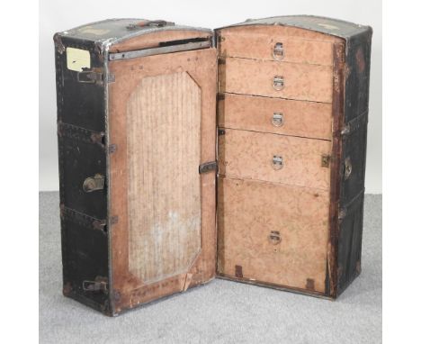 An American 1920's travel trunk, with a fitted interior, 112cm high