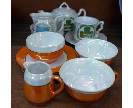 A lustre bachelor's tea service, 'A Pot of Shamrocks' and other lustre teaware