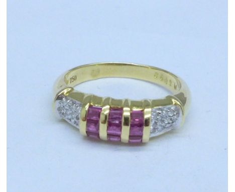 An 18ct gold, ruby and diamond ring, 4.7g, N