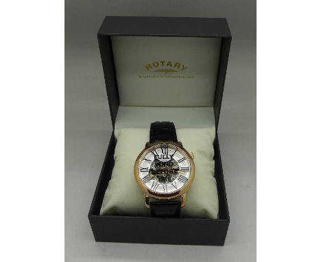 A Rotary wristwatch with skeleton dial, manual wind movement, model number GLE000014/21B, boxed