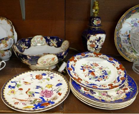 Six Mason's plates, a Mason's Saraband bowl and a Mason's table lamp base, (8)