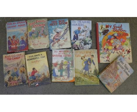 Nine Enid Blyton novels and an annual, including two first editions, Five Have a Wonderful Time and Five Go Off To Camp, two 