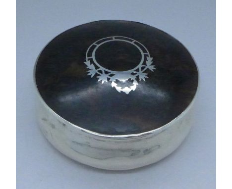 A silver and tortoiseshell trinket box, Birmingham 1919