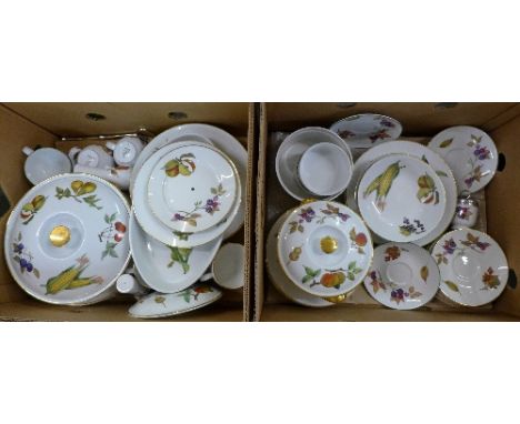 Two boxes of Royal Worcester Evesham tea and dinnerware, forty-eight pieces, used