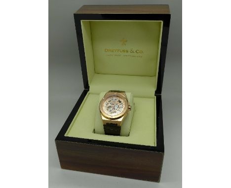 A Dreyfuss & Co. Seafarer Standard skeleton dial automatic wristwatch, model number DG500083/25, boxed