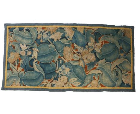 A panel of 16th century verdure feuilles de choux tapestry, circa 1550-80Designed with flowers and large leaves, 82cm high, 1